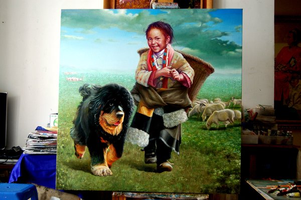 藏娃与她的朋友 · 张立安 布面油画 2013